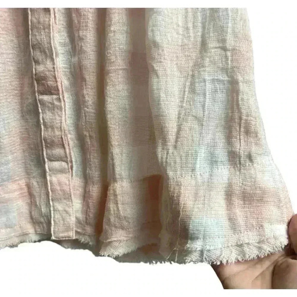 Free People Hey There Sunshine Button Down Pink and White Checks Blouse Medium - Picture 6 of 9